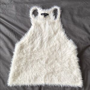 SOLD Kendall & Kylie White Fuzzy Tank Top